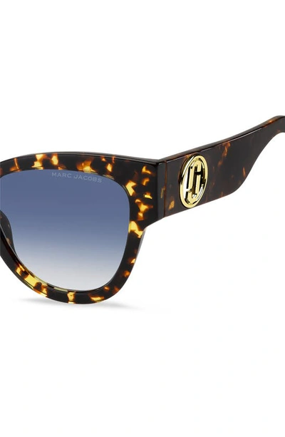 Shop Marc Jacobs 53mm Cat Eye Sunglasses In Havana/ Blue Shaded