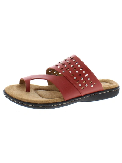Shop Array Catalina Womens Leather Studded Slide Sandals In Red