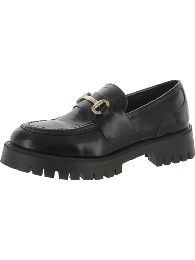 Shop Steve Madden Lando Womens Faux Leather Slip-on Loafers In Black