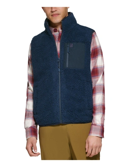 Shop Bass Outdoor Mens Faux Fur Warm Outerwear Vest In Blue