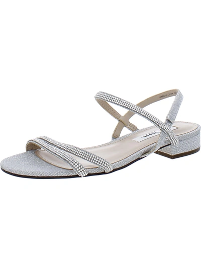 Shop Nina Womens Glitter Strappy Slingback Sandals In Silver
