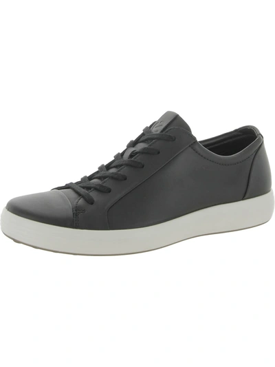 Shop Ecco Soft Mens Leather Lifestyle Athletic And Training Shoes In Black