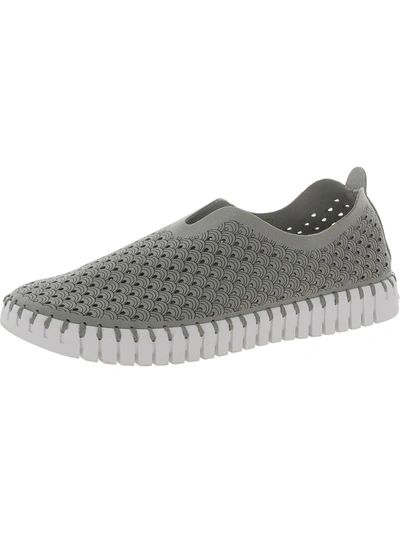 Shop Ilse Jacobsen Womens Leather Perforated Flats In Grey