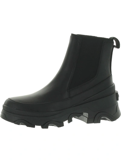 Shop Sorel Brex Womens Leather Slip On Chelsea Boots In Black
