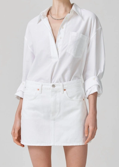 Shop Citizens Of Humanity Aave Oversized Cuff Shirt In Oxford White In Multi