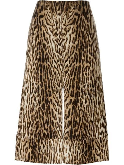 Shop Chloé - Leopard Jacquard Slit Skirt