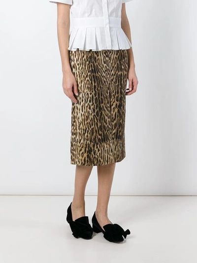 Shop Chloé - Leopard Jacquard Slit Skirt