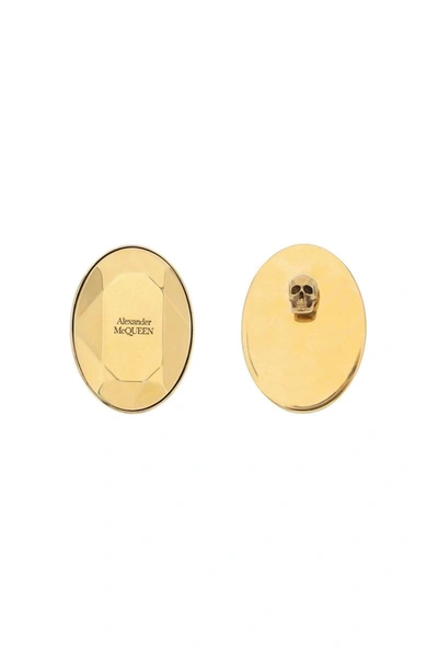 Shop Alexander Mcqueen Stud Earrings With Faceted Stone In Gold