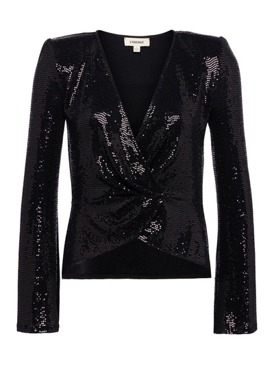 Shop L Agence Katya Sequin Top In Black