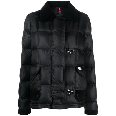 Fay Down Jacket With Corduroy Collar And Suede Trim In Black
