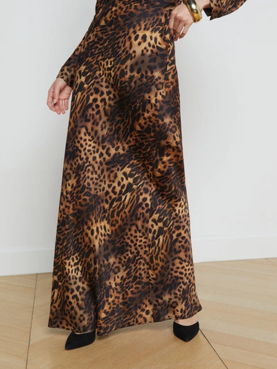 Shop L Agence Zeta Skirt In Brown Multi Oil Leopard