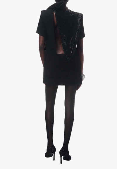Shop Area Crystal-embellished T-shirt Dress With Slit In Black