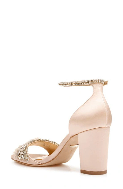 Shop Badgley Mischka Collection Finesse Ankle Strap Sandal In Seashell Satin
