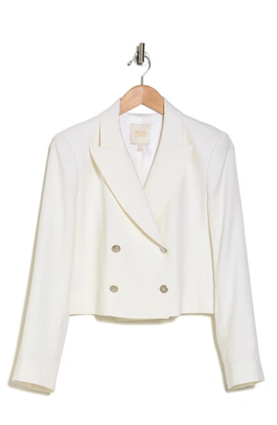 Twp Waiter Double Breasted Wool Crop Blazer In Ivory