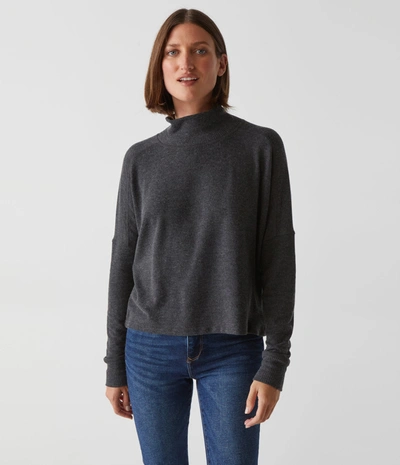 Michael Stars Frida Mock Neck Top In Charcoal
