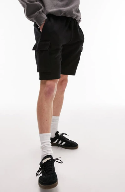 Shop Topman Cotton Blend Cargo Shorts In Black