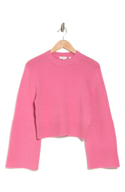 Shop A.l.c Clover Merino Wool Blend Crop Sweater In Hot Pink