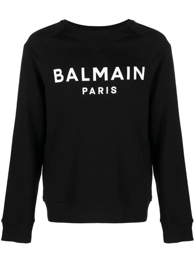 Shop Balmain Crewneck Sweatshirt With Print In Black