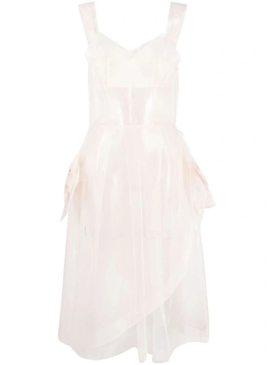 Shop Maison Margiela Midi Dress With Bow In Pink &amp; Purple