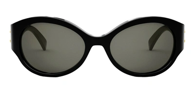 Shop Celine Triomphe Cl 40271 I 01a Oval Sunglasses In Grey