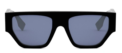 Shop Fendi O'lock Fe 40108 U 01v Flat Top Sunglasses In Blue