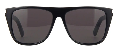 Shop Saint Laurent Sl 1/f 001 Flattop Sunglasses In Grey