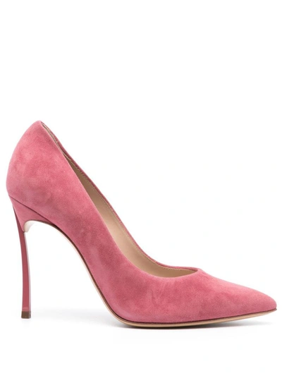 Shop Casadei Suede Pumps Shoes In Pink &amp; Purple