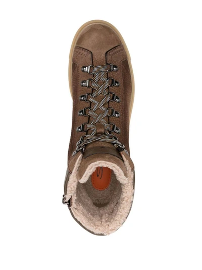 Shop Santoni Farah Lace Up Ankle Boots Shoes In Brown