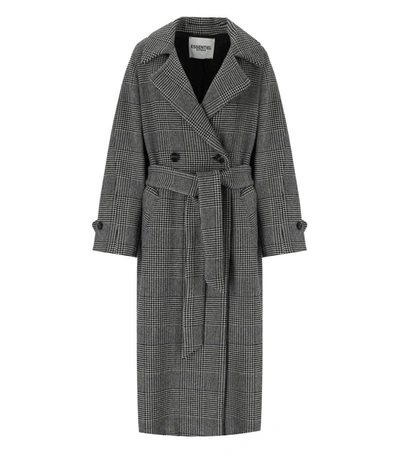 Shop Essentiel Antwerp Economist Black And White Oversize Coat In Grey