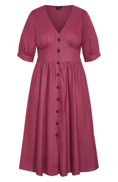 City Chic Plus Size Sunset Stroll Dress In Roseberry