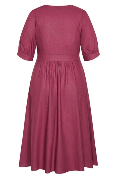 City Chic Plus Size Sunset Stroll Dress In Roseberry