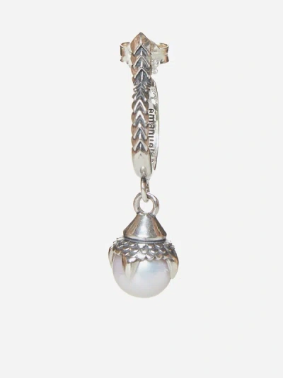 Shop Emanuele Bicocchi Pearl Single Earring In Silver