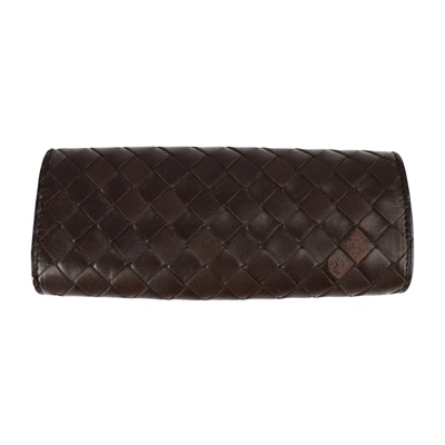 Shop Bottega Veneta Intrecciato Brown Leather Wallet  ()