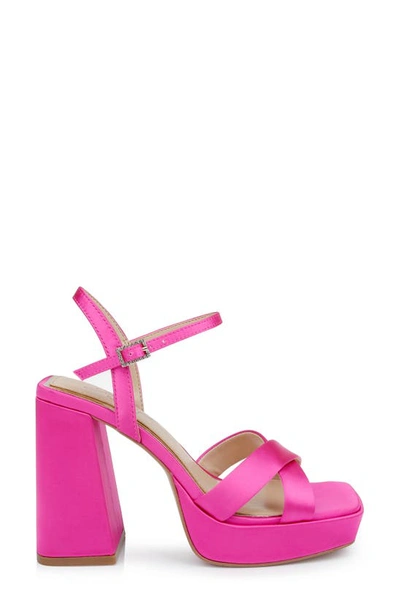 Shop Jewel Badgley Mischka Rainbow Platform Sandal In Neon Pink