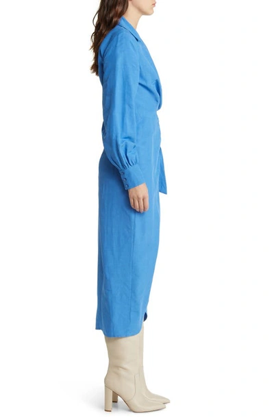 & Other Stories Collared Long Sleeve Wrap Midi Dress In Blue