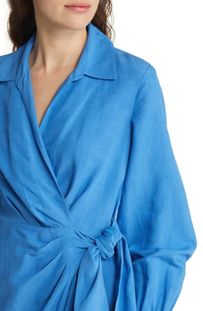 & Other Stories Collared Long Sleeve Wrap Midi Dress In Blue