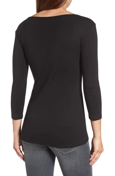 Caslon Three Quarter Sleeve Tee In Black