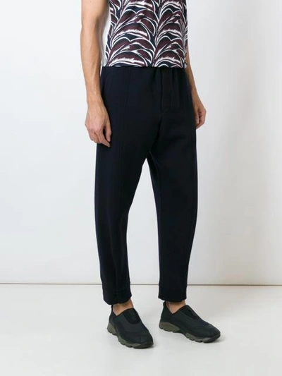 Shop Marni Cropped Track Pants In Blue