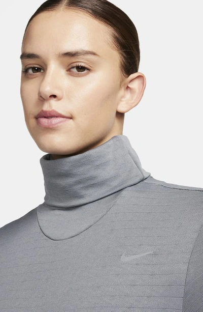 Shop Nike Swift Element Therma-fit Turtleneck Sweatshirt In Smoke Grey
