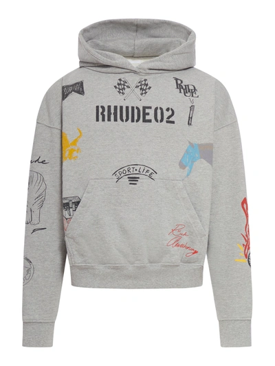 Shop Rhude Hoodie In Grey