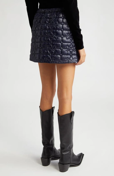 Shop Ganni Shiny Quilted Recycled Nylon Miniskirt In Sky Captain
