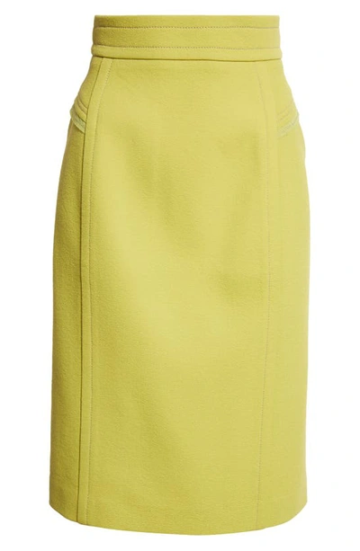 Shop St John St. John Collection Tailored Wool Blend Skirt In Chartreuse
