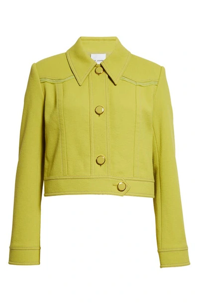 Shop St John Tailored Wool Blend Jacket In Chartreuse