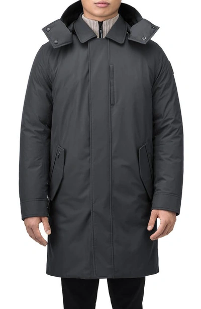 Nobis Nord Water Repellent Down Insulated Trench Coat In 3l Black