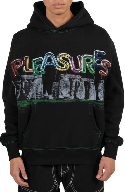 Shop Pleasures Stonehenge Graphic Hoodie In Black