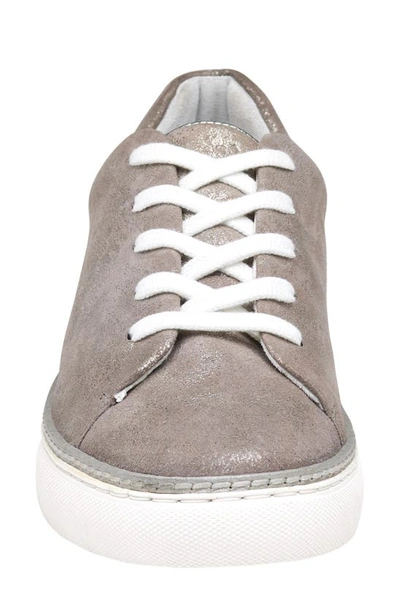 Shop Johnston & Murphy Callie Stitch & Turn Leather Sneaker In Silver Metallic Sheepskin