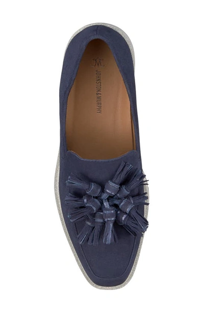 Shop Johnston & Murphy Graceleyn Tassel Platform Loafer In Navy Kid Suede