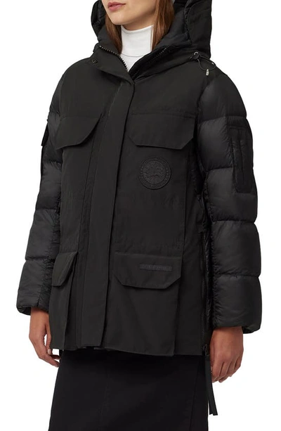 Shop Canada Goose Paradigm Expedition Black Label Mixed Media Water Repellent 750 Fill Power Down Parka In Black - Noir