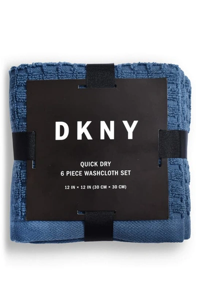 Dkny 6-pack Cotton Washcloths In Denim