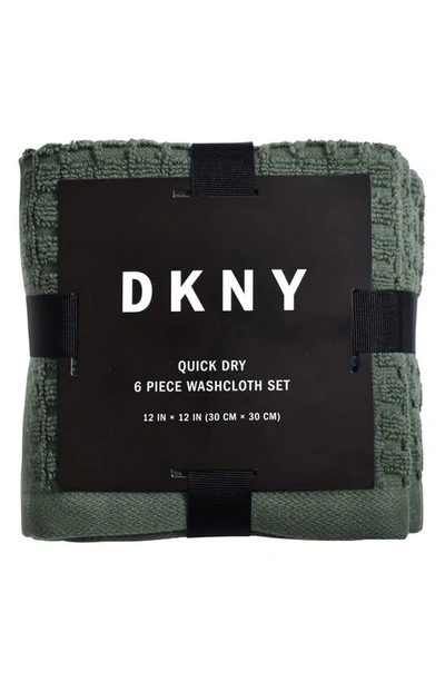 Shop Dkny Quick Dry 6-pack Cotton Washcloths In Moss